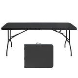 Garvee Table Pliante 1,8m Portable en Plastique, Légère et Stable, Pour Pique-Nique et Camping, 180,3cm×73,7cm, Gris - Noir