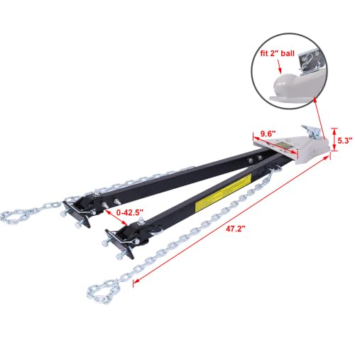 Barre de remorquage amovible Garvee 5000 LB, réglable de 0 à 42,5 pouces, en acier, pour Jeeps, SUV, camping-cars et remorques