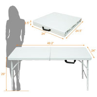 Garvee Table pliante 120 cm, robuste, portable, pieds antidérapants, réglable, en plastique, imperméable, blanche, pour intérieure et extérieure