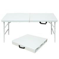 Garvee Table pliante 120 cm, robuste, portable, pieds antidérapants, réglable, en plastique, imperméable, blanche, pour intérieure et extérieure
