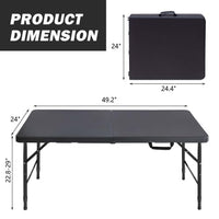 Garvee Table pliante 120 cm, robuste, réglable, en plastique, pieds antidérapants, portable, imperméable, pour intérieure/extérieure, blanche