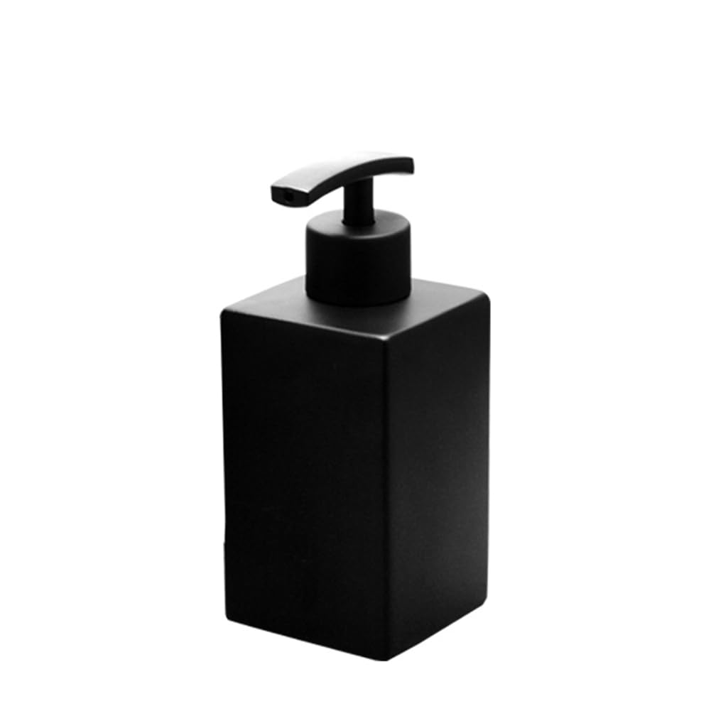 Distributeur de savon Garvee noir mat en acier inoxydable 304, carré, 355 ml (12 oz), pour la cuisine et la salle de bain, antidérapant et rechargeable.