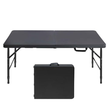 Garvee Table pliante 120 cm, robuste, réglable, en plastique, pieds antidérapants, portable, imperméable, pour intérieure/extérieure, blanche