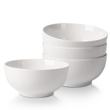 Ensemble de 4 saladiers en porcelaine Garvee 650 ml, blanc crème, polyvalents et robustes, pour salades et amuse-gueules.