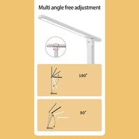 Lampe de bureau LED Garvee, 3 niveaux de luminosité réglables, protection des yeux, chargement USB, portable, pliable, lampe de chevet, blanche