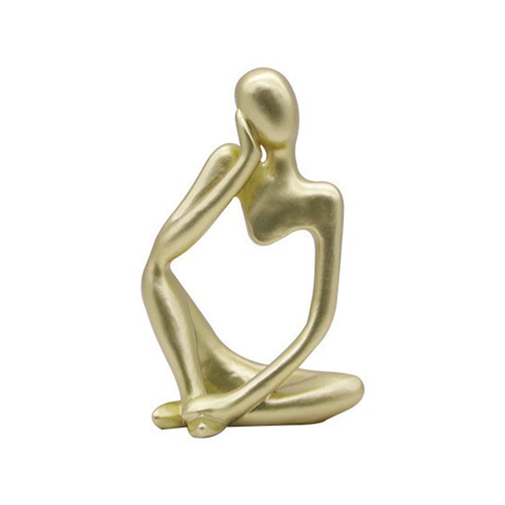 Ensemble de 3 statuettes abstraites Garvee représentant un penseur, mini figurines modernes en résine dorée pour le bureau et la maison.