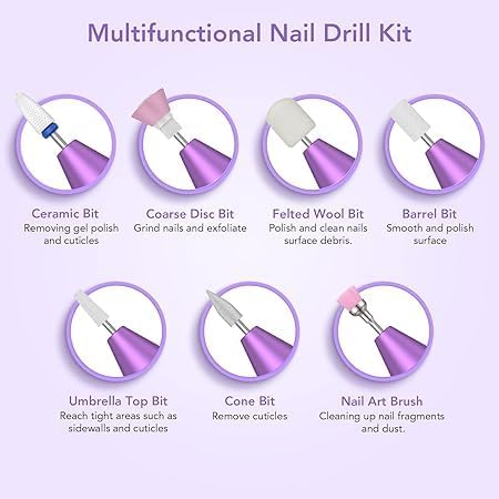 Ponceuse à ongles électrique sans fil Garvee, portable, rechargeable, silencieuse, embouts en céramique de haute qualité, USB-C, pour la maison et le salon