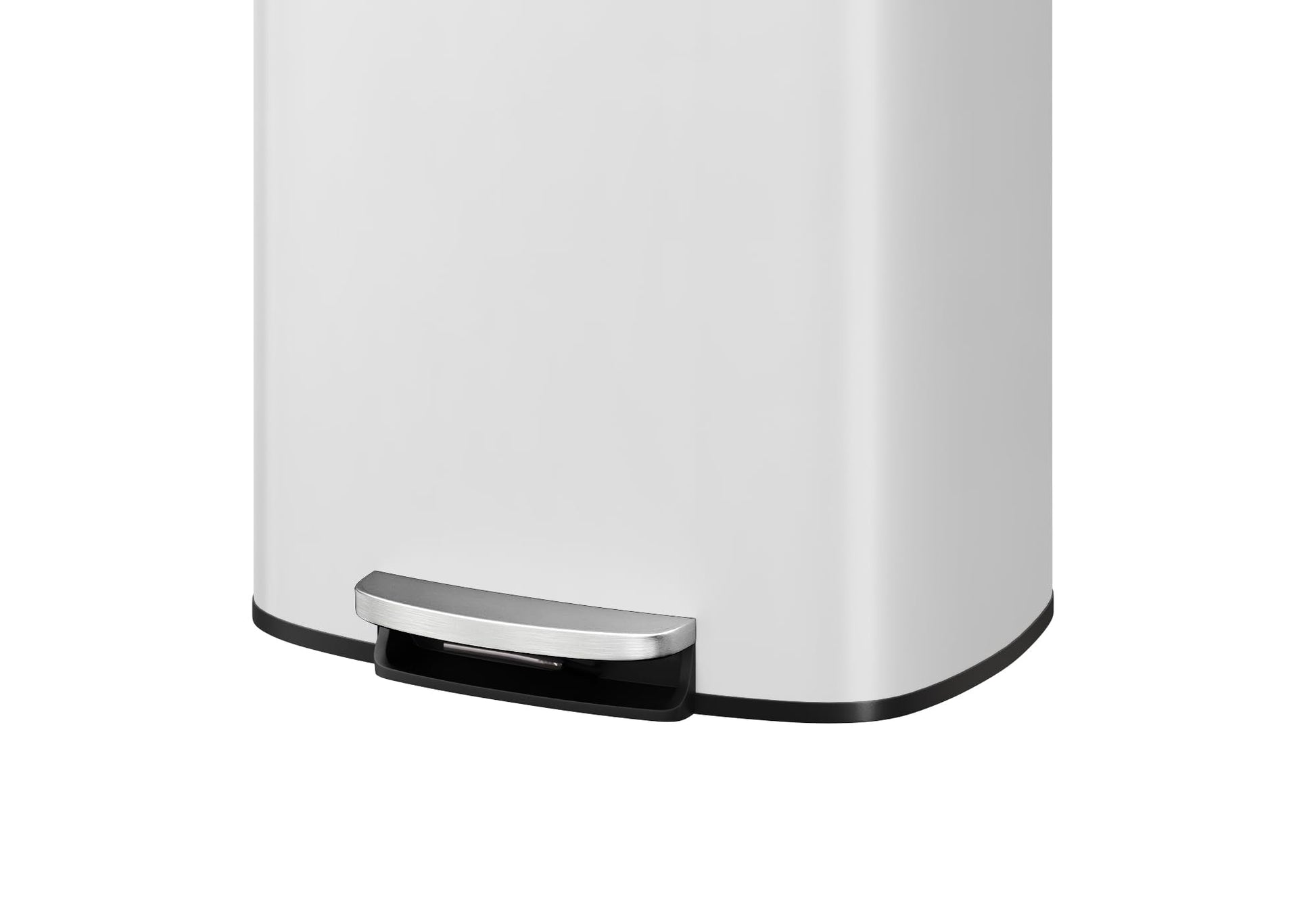 Poubelle de cuisine Garvee 50 L (13 gal) en métal avec couvercle, fermeture amortie, pédale, blanche, poignée ergonomique, compacte, idéale pour la cuisine et le bureau.