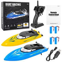 Garvee lot de 2 bateaux radiocommandés, vitesse 10 km/h, plastique ABS, 4 batteries, bleus, pour piscines et lacs
