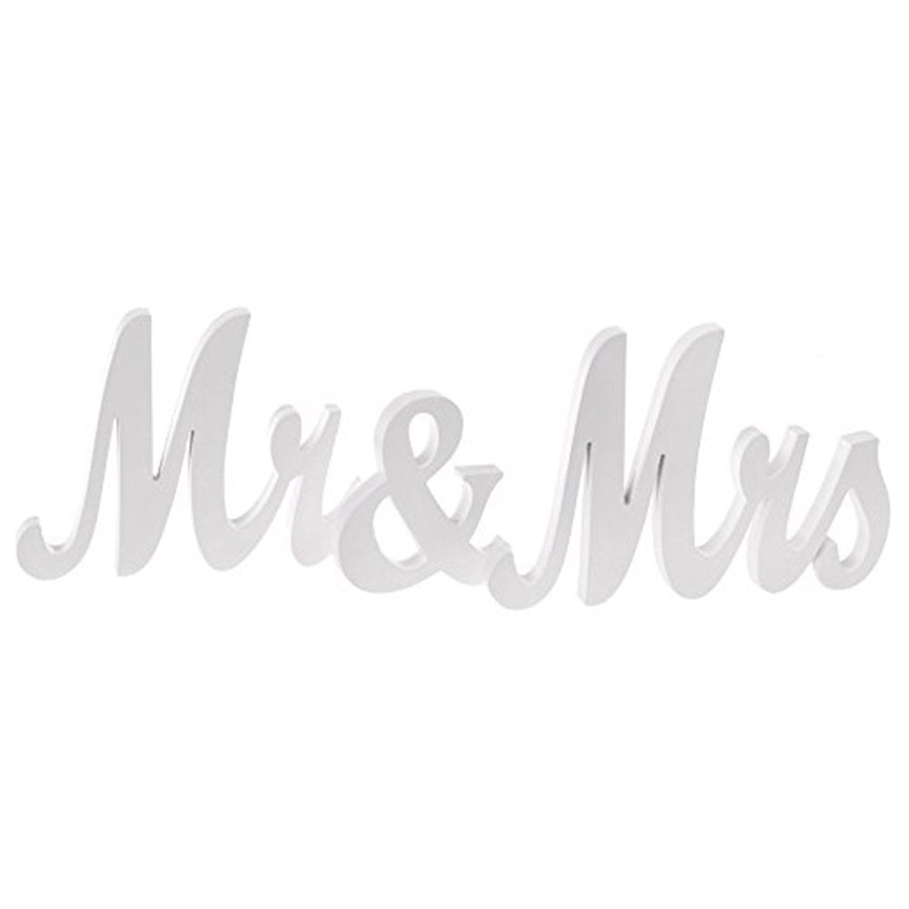 Décorations de mariage Garvee Mr  Mrs : lettres en bois rustiques blanches à poser, pour la table des mariés, accessoires photo d'anniversaire