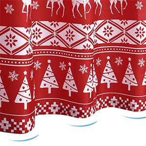 Rideau de douche Garvee Noël avec motif sapin et cerf, imperméable, magnétique, 89 x 183 cm, rouge et blanc, décoration de salle de bain