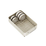 Garvee Organisateur de meuble Coulissant en Acier Carbone avec Étagères Amovibles et Bac Égouttoir pour Cuisine et Salon, Silencieux, Gain de Place - porte-bols blanc crème