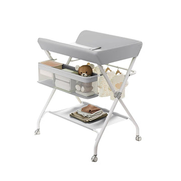 Table à langer pliante mobile Garvee avec panier de rangement pour nouveau-nés et jeunes enfants, 60 x 80 x 103 cm, PVC imperméable