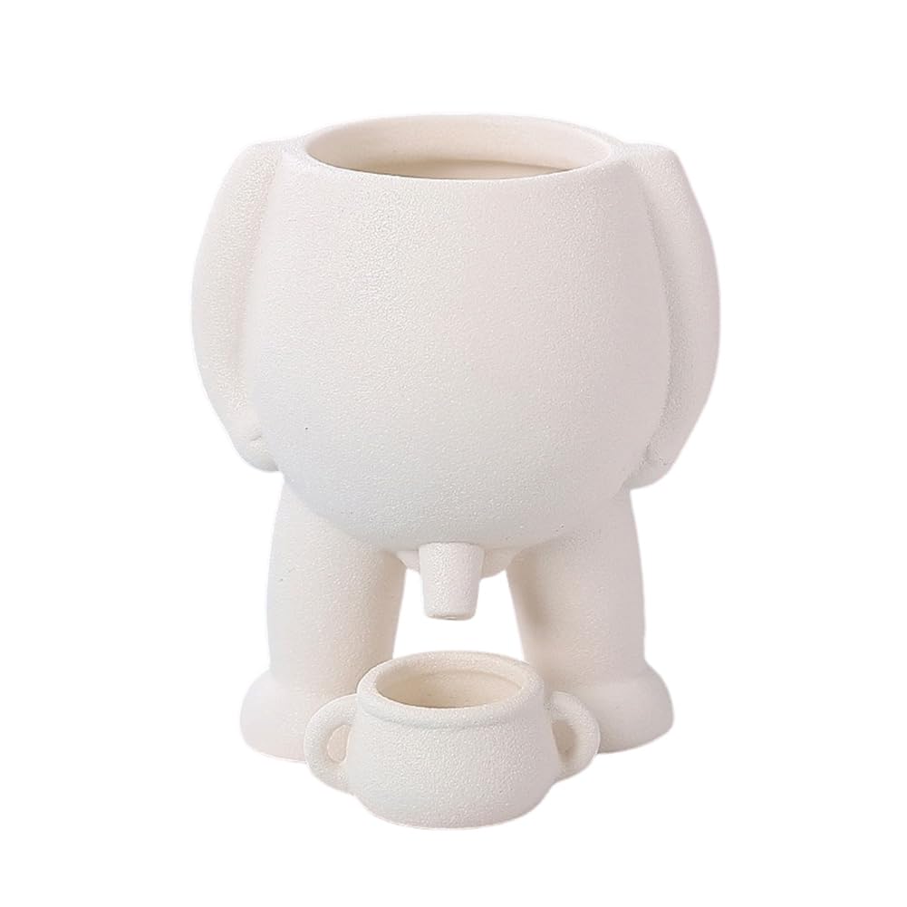 Pot de fleurs Garvee avec drainage, intérieur/balcon/bureau, céramique blanche, robuste, moderne, polyvalent