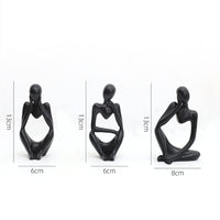 Ensemble de 3 statues miniatures de penseurs abstraits Garvee, sculpture en résine noire moderne