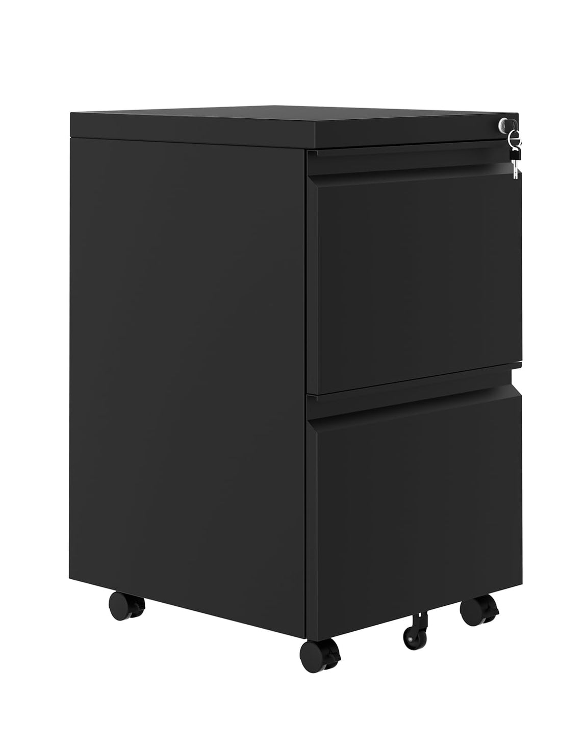 Garvee Classeur à roulettes à 2 tiroirs avec serrure, en métal, mobile et robuste, pour bureau à domicile, 60 cm (h) × 37 cm (l) × 44 cm (p)