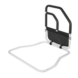 Barrière de lit de sécurité Garvee pour personnes âgées avec double main courante, sac de rangement, cadre en acier, noir, 68 x 63 x 62 cm