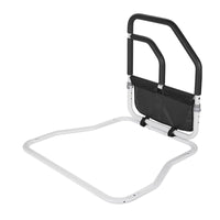 Barrière de lit de sécurité Garvee pour personnes âgées avec double main courante, sac de rangement, cadre en acier, noir, 68 x 63 x 62 cm