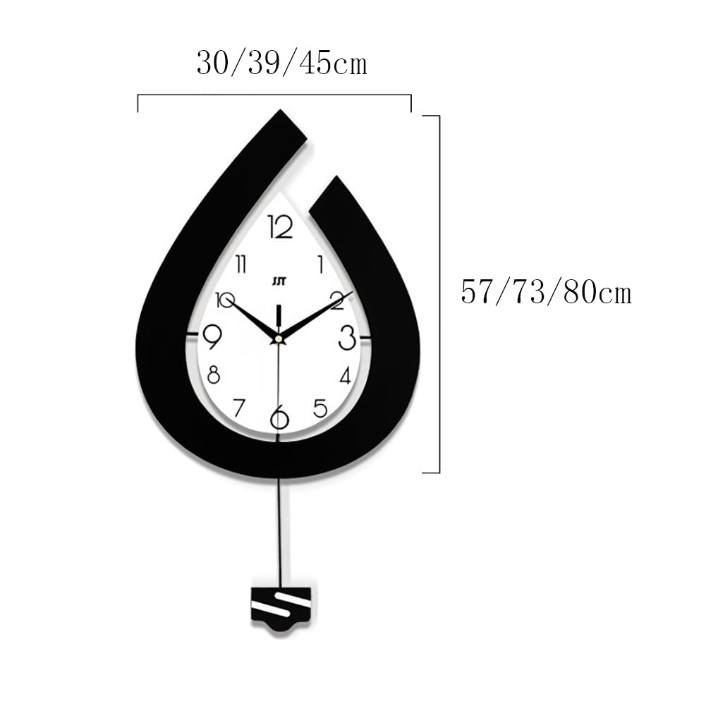 Horloge murale moderne Garvee, à piles, en forme de goutte d'eau, pour salon, chambre, cuisine, bureau, 39 x 73 cm, élégante