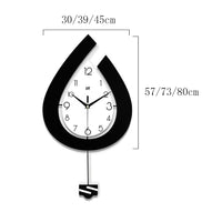Horloge murale moderne Garvee, à piles, en forme de goutte d'eau, pour salon, chambre, cuisine, bureau, 39 x 73 cm, élégante