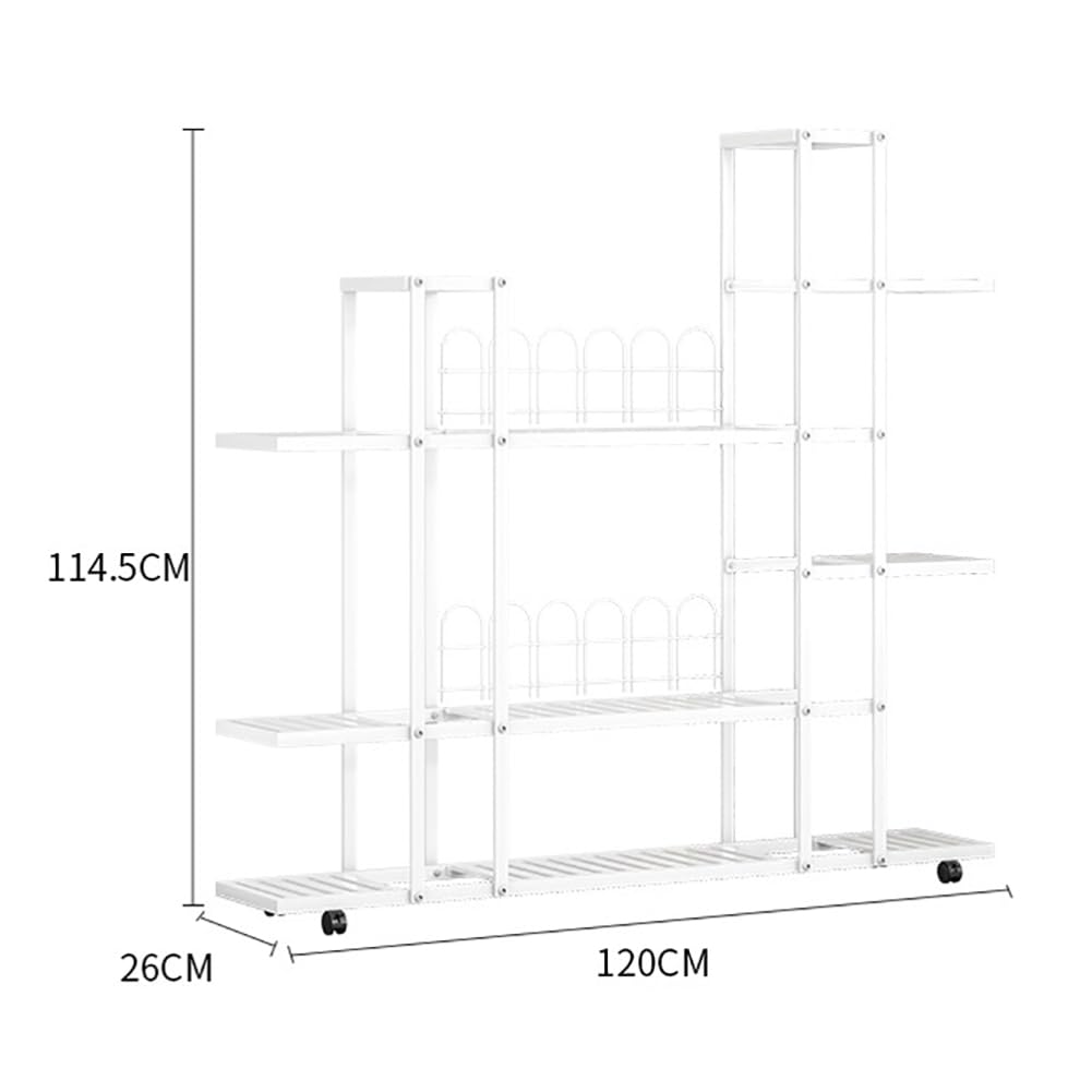 Étagère d'angle Garvee pour plantes, avec roulettes, en fer robuste et étanche, pour salon, balcon ou jardin, noir.