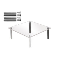 Garvee Taartstandaard Acryl 30 cm avec pieds en métal, carré transparent pour mariage, anniversaire, baby shower