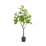 Hortensia artificiel Garvee de 120 cm avec pot moderne pour la décoration intérieure du salon ou du bureau. Réaliste, facile d'entretien, en plastique vert.