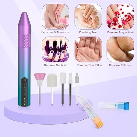 Ponceuse à ongles électrique sans fil Garvee, portable, rechargeable, silencieuse, embouts en céramique de haute qualité, USB-C, pour la maison et le salon