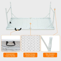 Garvee Table pliante 120 cm, robuste, portable, pieds antidérapants, réglable, en plastique, imperméable, blanche, pour intérieure et extérieure