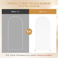 Ensemble de 3 bâches de fond blanches Garvee pour arche, en polyester-élasthanne avec fermeture éclair en bas, pour la décoration de mariages et de fêtes, dimensions : 1,80 à 2,20 m.