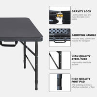 Garvee Table pliante 120 cm, robuste, réglable, en plastique, pieds antidérapants, portable, imperméable, pour intérieure/extérieure, blanche