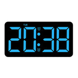 Garvee Horloge murale numérique LED avec télécommande, affichage de la température et de l'humidité, 26, 7 cm (27 cm), plastique, grand écran, salon - Bleu