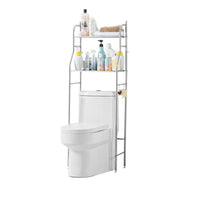 Étagère de salle de bain autoportante à 3 niveaux Garvee en métal avec crochets et porte-papier toilette, blanche, gain de place.