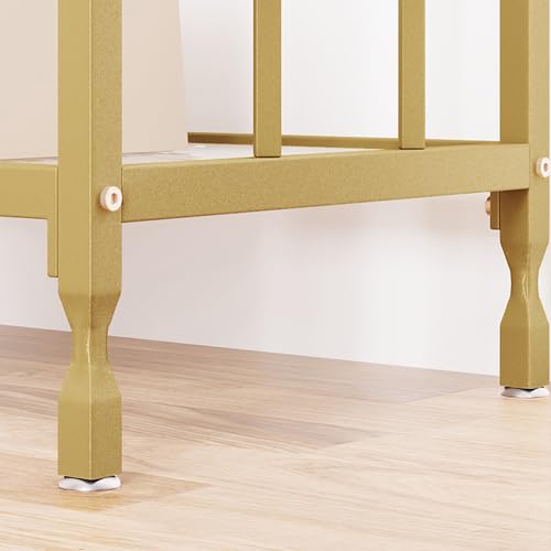Table d'appoint Garvee pour petit canapé, avec étagère en verre et structure en métal, idéale pour l'entrée et le salon. Bois imperméable, pieds réglables, étroite, noire.