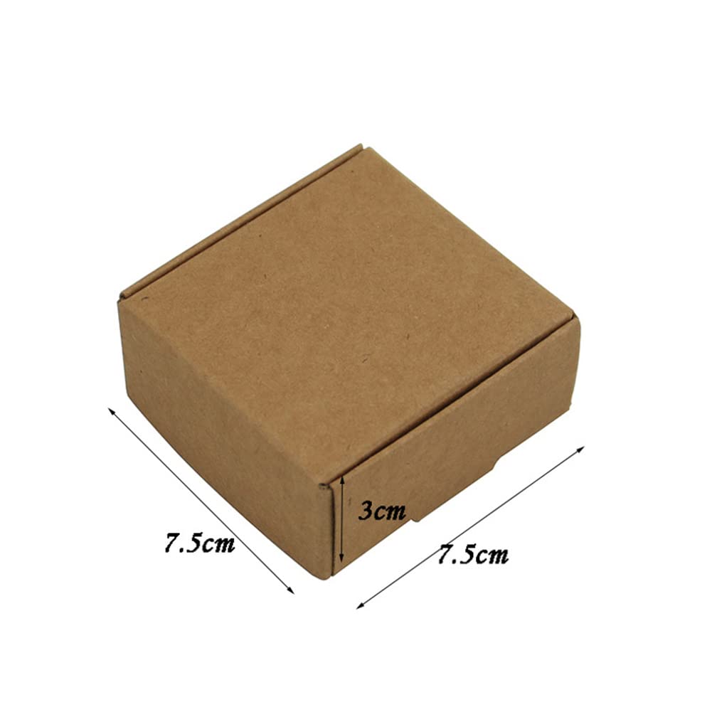 Garvee - 50 boîtes carrées en carton (7,5 x 7,5 x 3 cm) - Emballage carton résistant et réutilisable pour bijoux et bougies - Mariage et fête