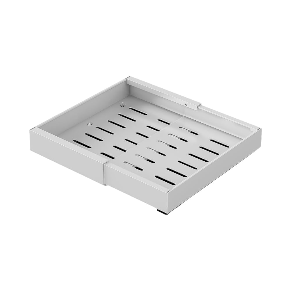 Organisateur de placard extensible Garvee, acier robuste, largeur ajustable, pour cuisine et salle de bain, fixation adhésive, bords lisses