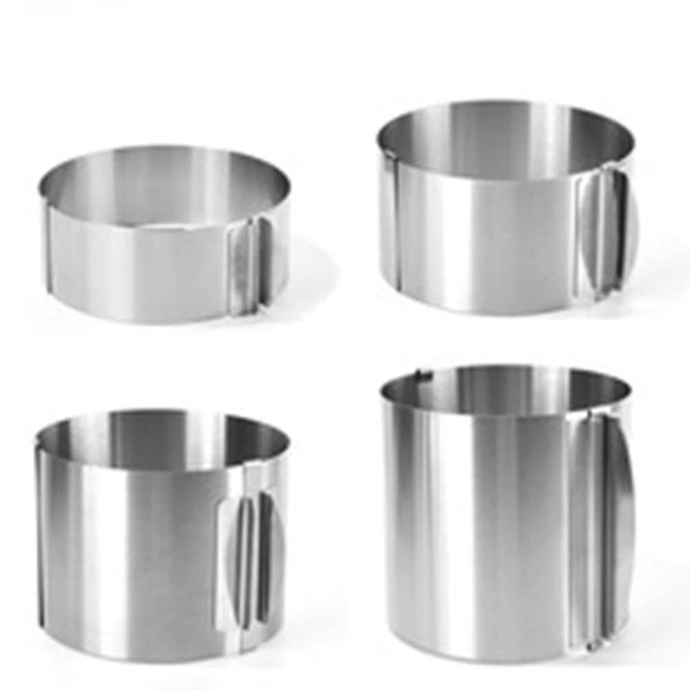 Cercle à mousse télescopique Garvee en acier inoxydable, réglable de 6 à 30 cm avec graduation, hauteur 12 cm, idéal pour la pâtisserie familiale.