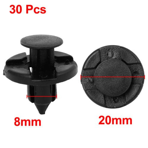 Garvee Kit de 30 clips de réparation automobile universels en plastique de 8 mm pour pare-chocs et ailes
