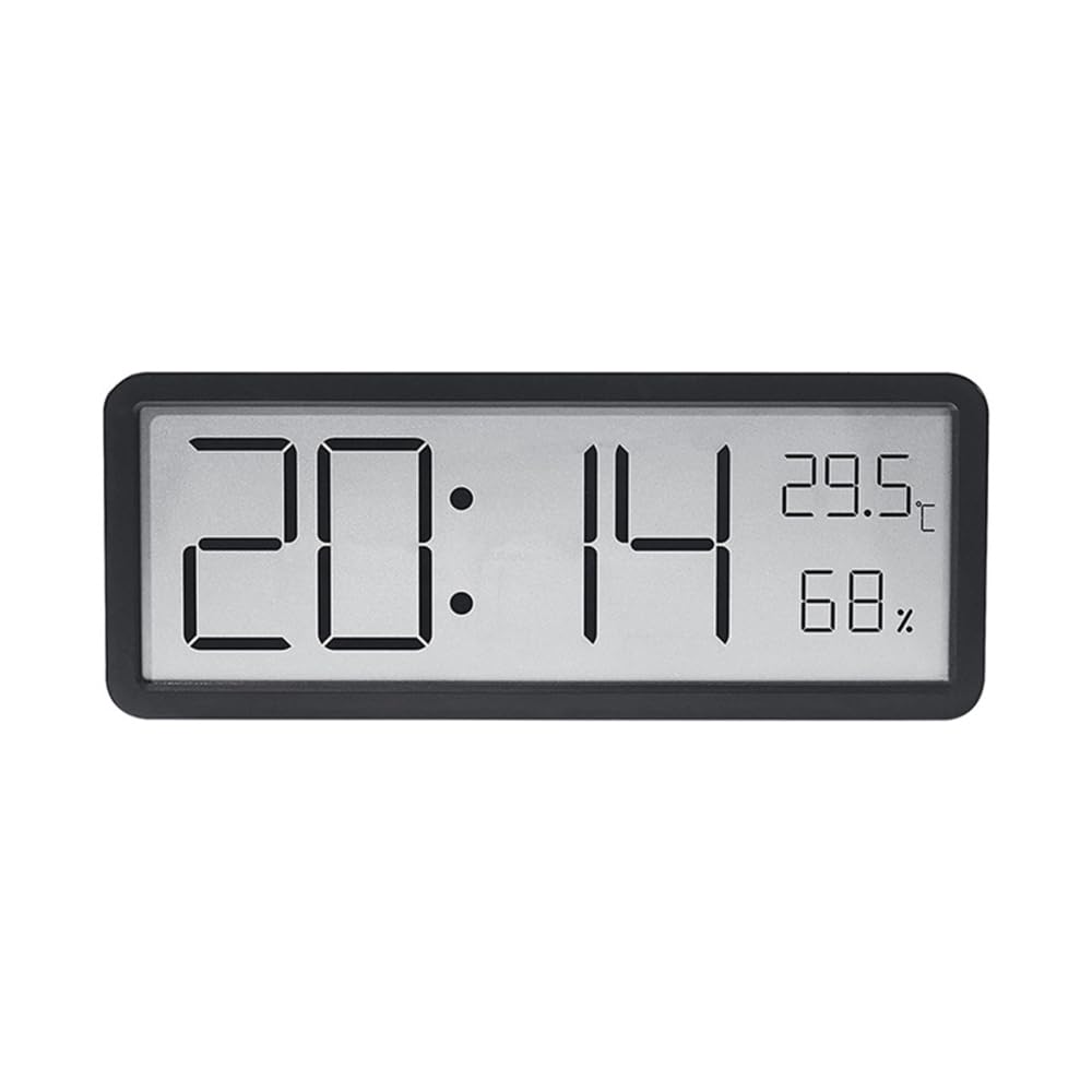 Réveil numérique Garvee 8 pouces – Horloge murale/de table LED avec affichage de la température et de l'humidité, ultra-mince, noir