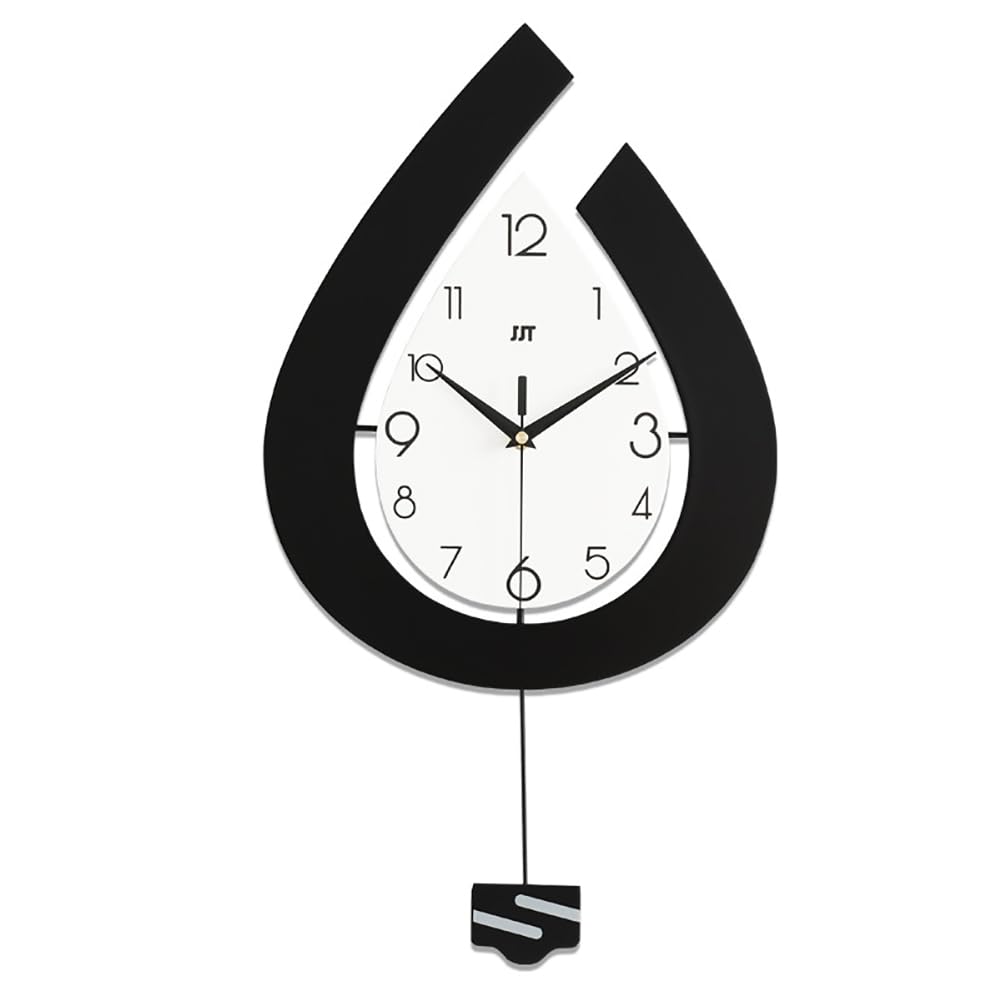 Horloge murale moderne Garvee, à piles, en forme de goutte d'eau, pour salon, chambre, cuisine, bureau, 39 x 73 cm, élégante