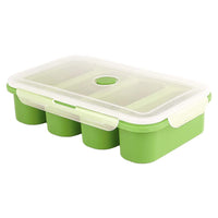 Conteneur de congélation en silicone Garvee pour aliments pour bébé avec couvercle, 4 compartiments, sans BPA, flexible, compatible lave-vaisselle, pour aliments pour bébé et glaçons, 250 ml, transparent