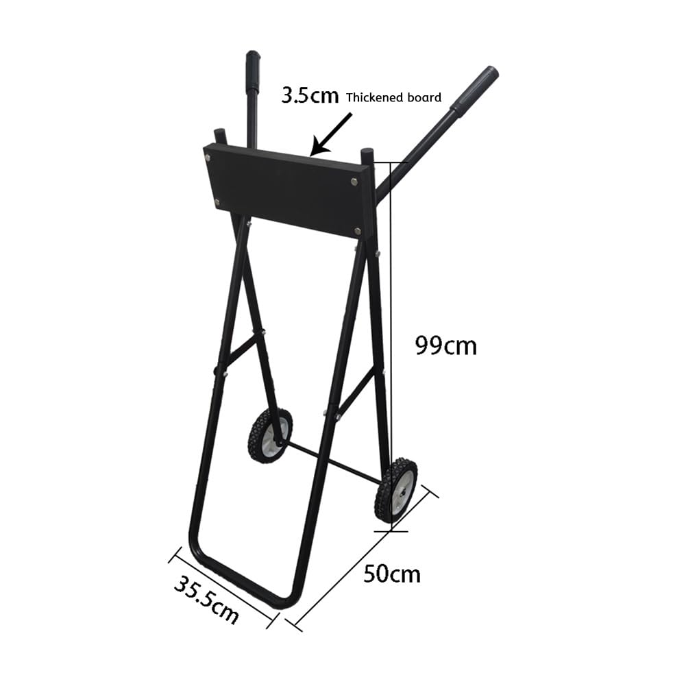 Chariot pour moteur hors-bord Garvee, capacité 85 kg, support pliable pour la réparation et le transport de bateaux, hauteur 99 cm, fer, noir