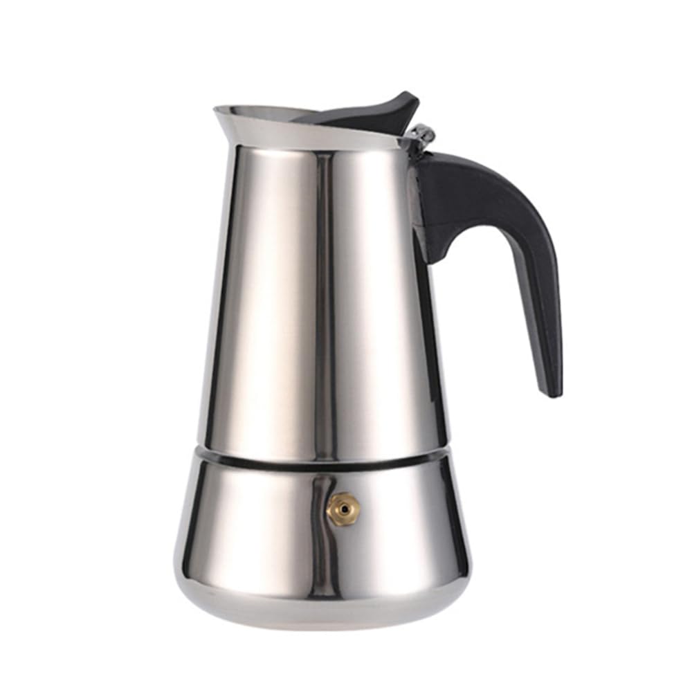 Cafetière italienne GARVEE Moka, 4 tasses, en acier inoxydable, compatible induction, soupape de sécurité, poignée ergonomique, pour la maison et le bureau