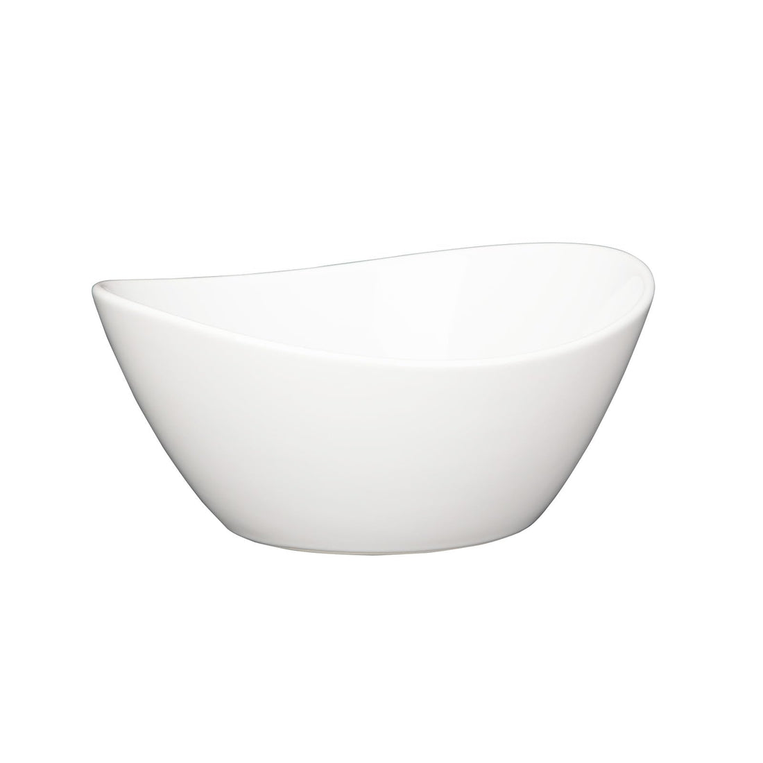 Ensemble de 4 grands bols ovales en porcelaine Garvee de 1,25 L (42 oz), 20 cm (8 po), blancs, empilables de façon ergonomique pour la cuisine et la table.