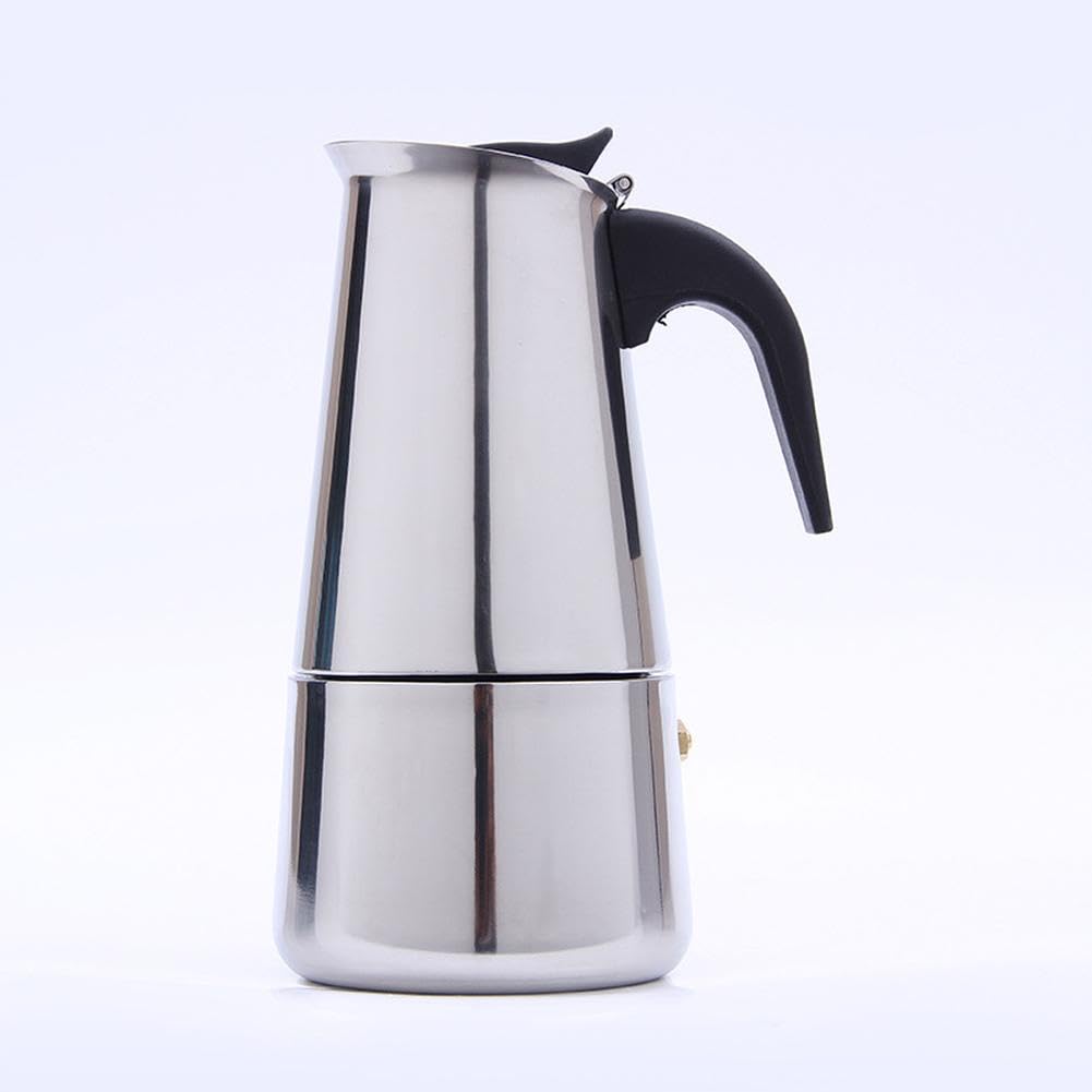 Garvee Machine à expresso en acier inoxydable pour la maison et le bureau, poignée résistante à la chaleur, préparation rapide.