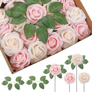 Coffret de roses artificielles Garvee (25 pièces) - Cadeau romantique en forme de fleur de savon - Rose - Idéal pour Noël, le Nouvel An, la Fête des Mères et la Saint-Valentin