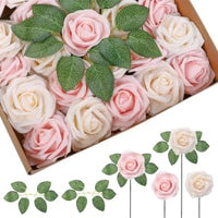 Coffret de roses artificielles Garvee (25 pièces) - Cadeau romantique en forme de fleur de savon - Rose - Idéal pour Noël, le Nouvel An, la Fête des Mères et la Saint-Valentin