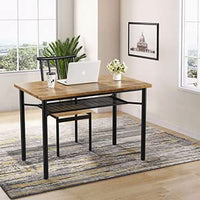 Garvee Ensemble table et chaises pour 4 personnes avec casier à vin, métal et bois, rectangulaire, brun rouille, gain de place pour les petites pièces et les appartements