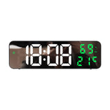 Réveil numérique GARVEE, horloge murale LED 23 cm avec affichage de la température et de l'humidité, pour la maison et le bureau, alimentation USB, luminosité réglable, grand format - Vert
