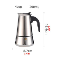 Cafetière italienne GARVEE Moka, 4 tasses, en acier inoxydable, compatible induction, soupape de sécurité, poignée ergonomique, pour la maison et le bureau